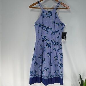 GUESS BLUE FLORAL FIT & FLARE MINI DRESS FTL-11-240